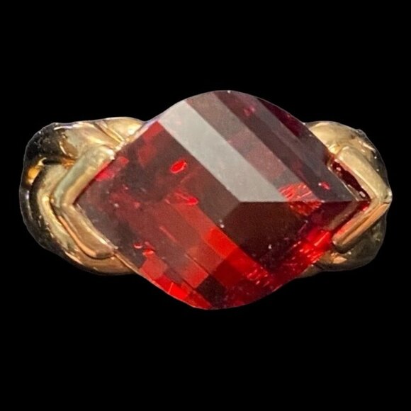 Ring CZ Cubic Zirconia Size 10 Red Women Vermeil 10k Gold over Sterling Silver 9 - Picture 1 of 10